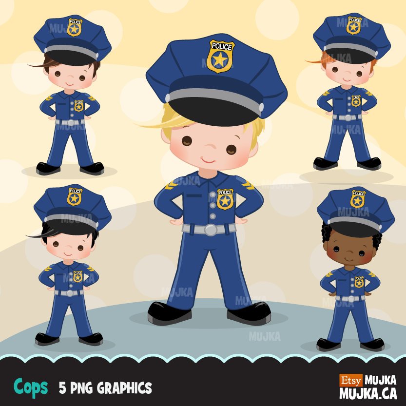 Cops, boy police officer clipart