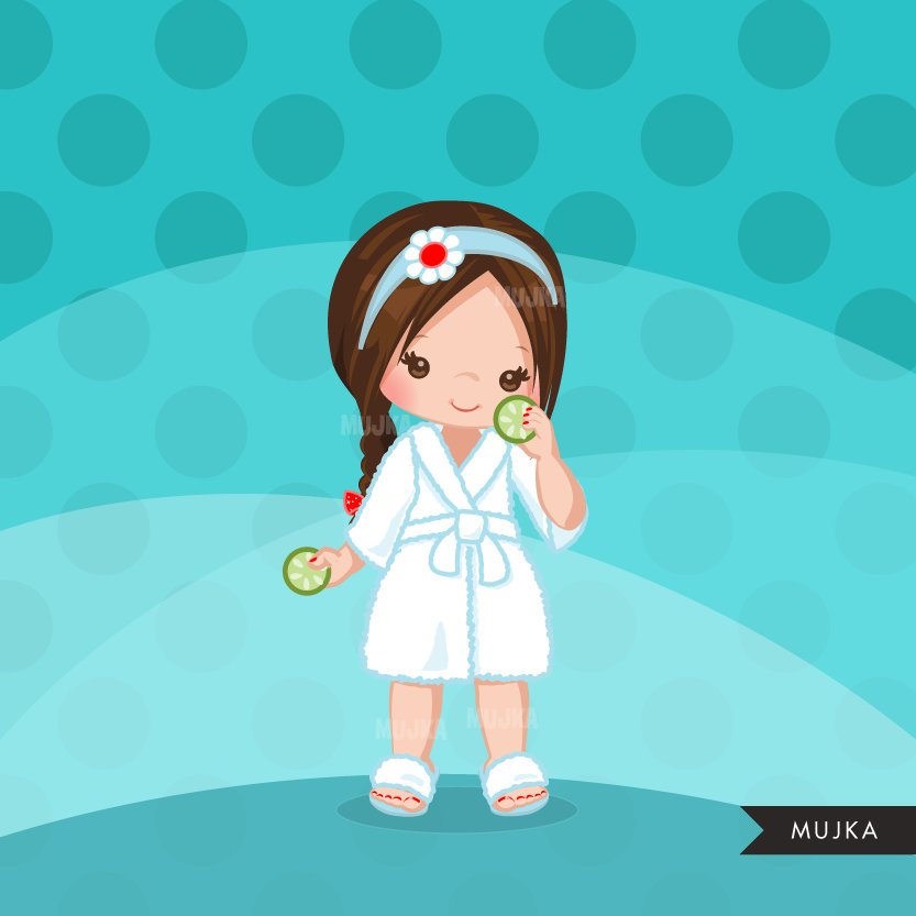 Spa party girl clipart graphics