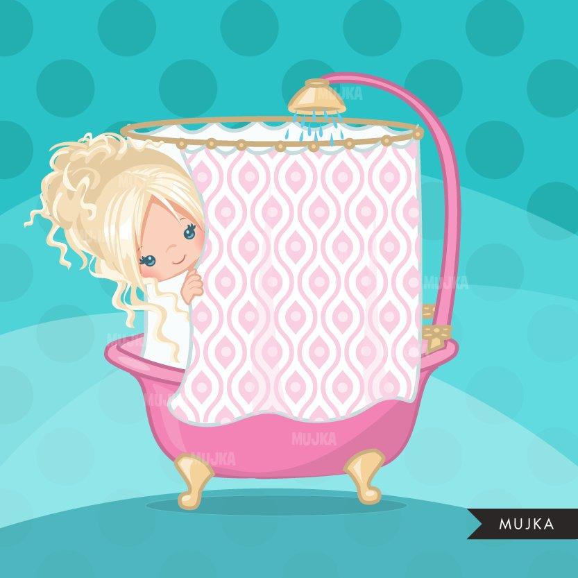Shower party girl clipart graphics