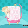 Shower party girl clipart graphics