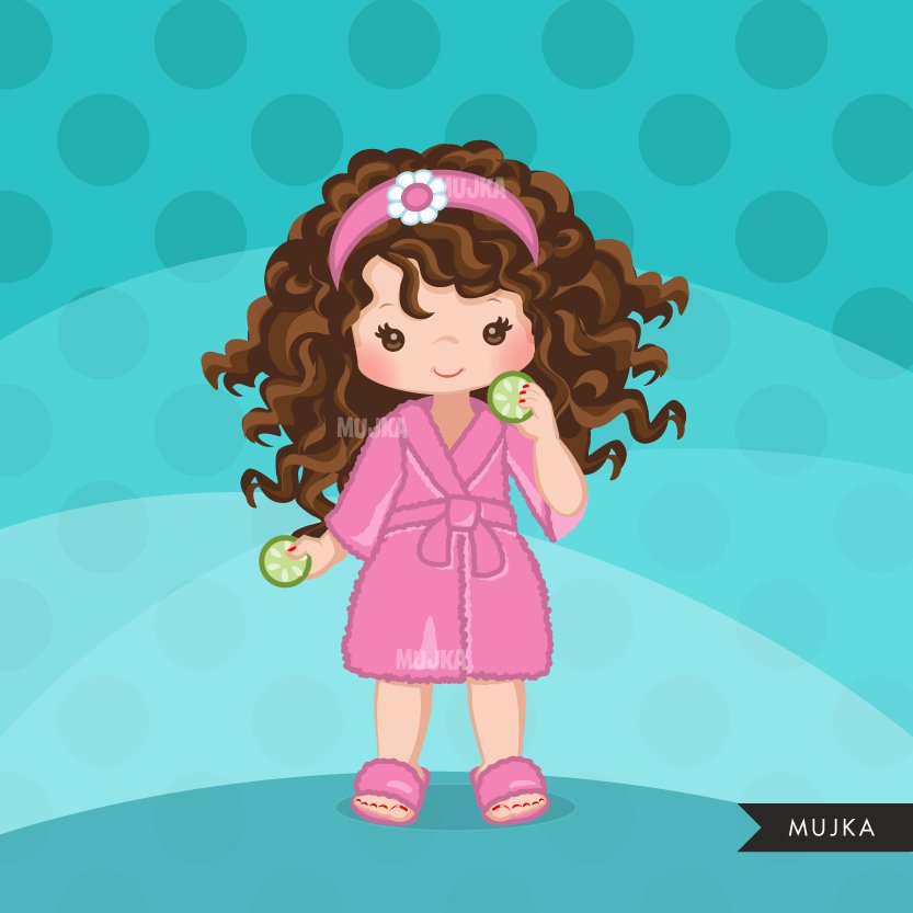 Gráficos de clipart de garota de festa de spa