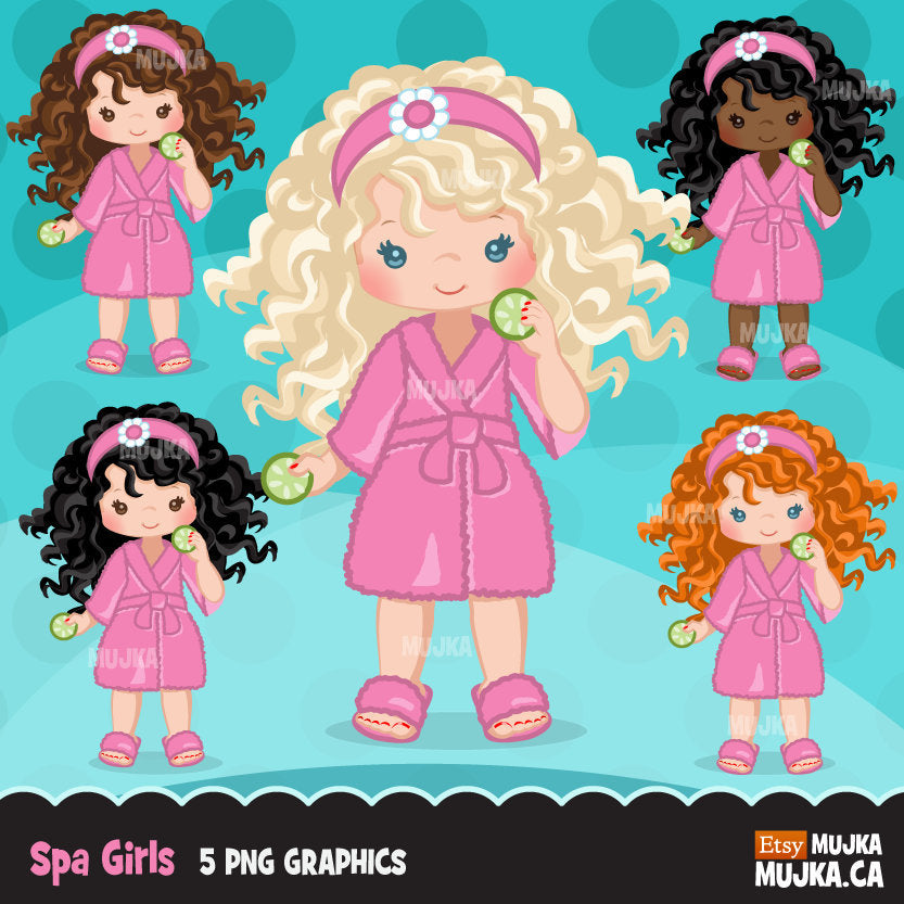 Gráficos de clipart de garota de festa de spa