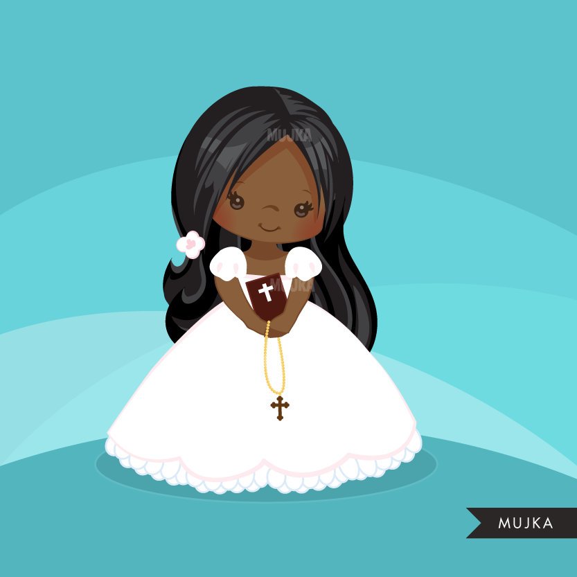 Clipart Primera Comunión para Niña. Personajes de comunion religiosos.