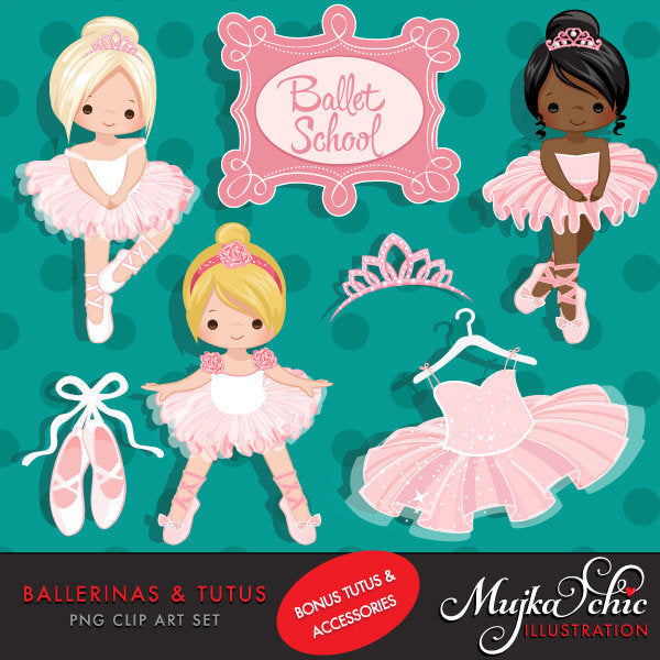 Pink Ballerina Clipart, Cute pink tutu girls