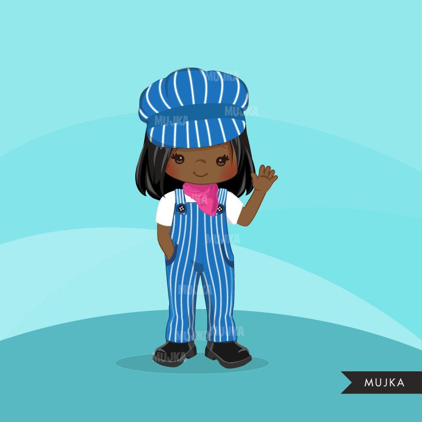 Train conductor clipart, girls