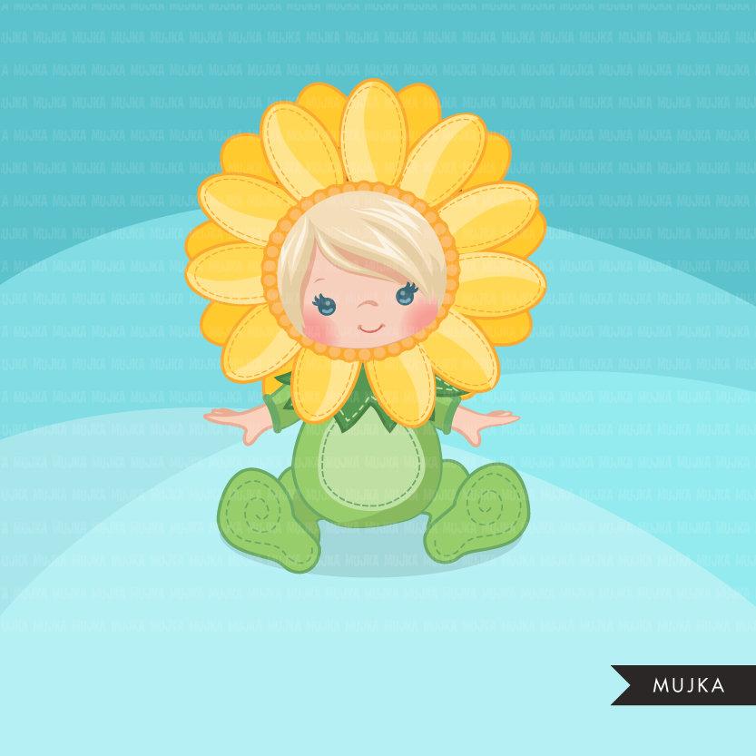 Clipart de girasol bebé, disfraz de Halloween