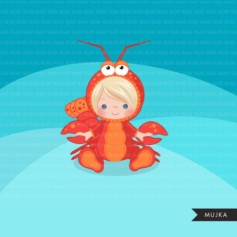 Baby Lobster clipart, Animal costume MUJKA CLIPARTS