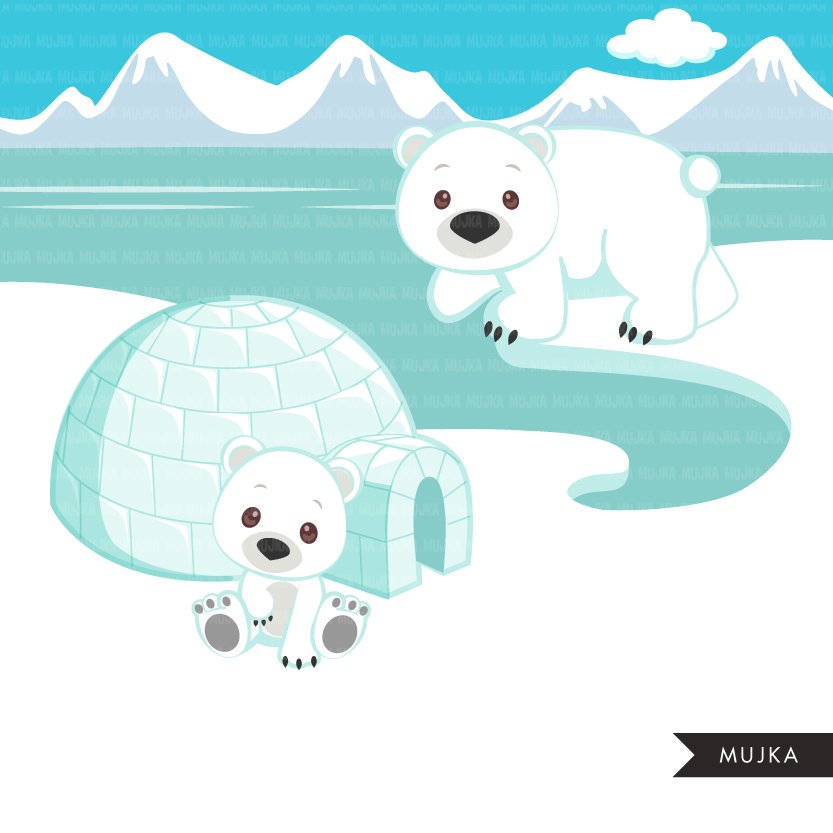 Arctic animals clipart. Winter animals