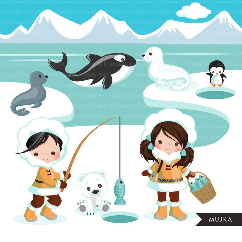 Arctic animals clipart. Winter animals