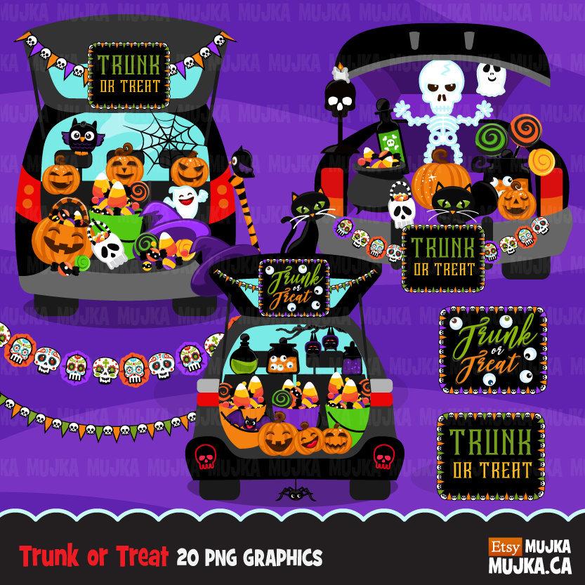 Tronco de Halloween o imágenes prediseñadas de golosinas.