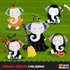 Halloween elephant clipart, cute Halloween animals