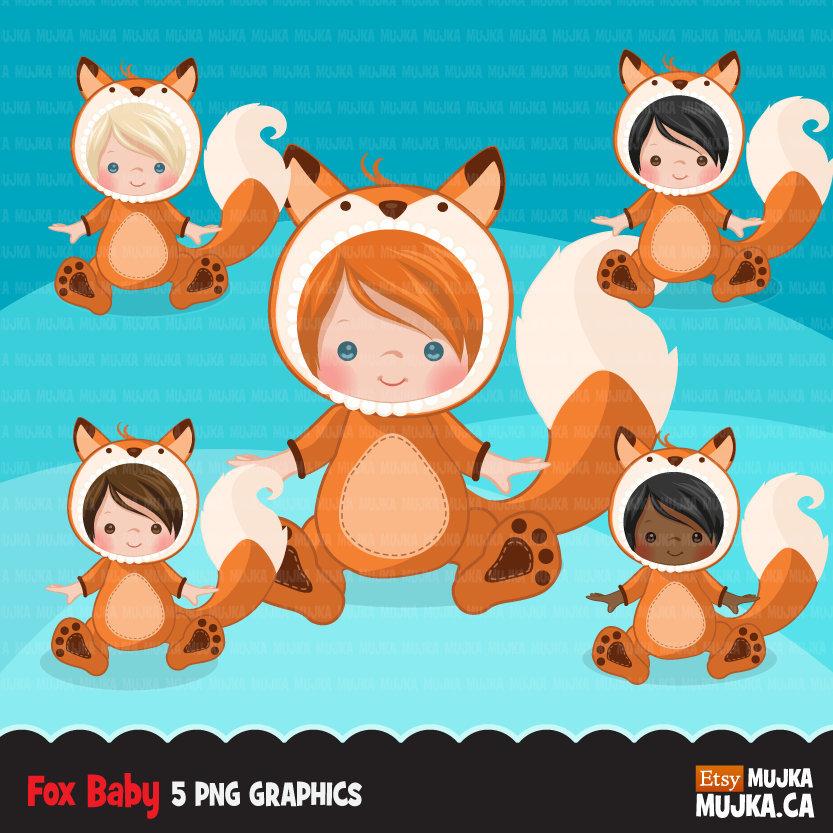 Baby fox clipart, halloween costume, fall