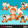Baby fox clipart, halloween costume, fall