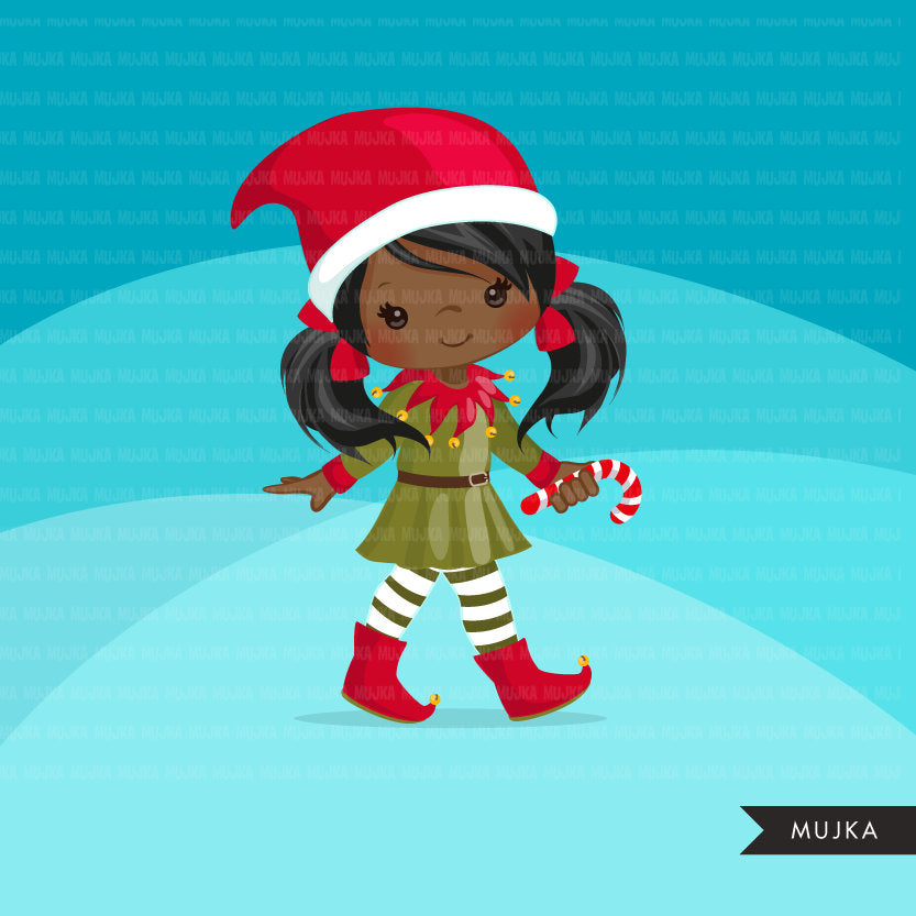 Christmas Girl Elf Clipart