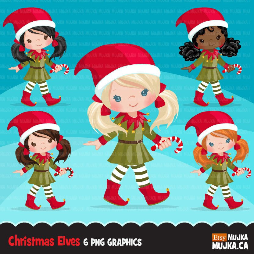 Christmas Girl Elf Clipart