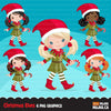 Christmas Girl Elf Clipart