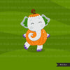 Halloween elephant clipart, cute Halloween animals