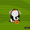 Halloween elephant clipart, cute Halloween animals