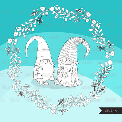Christmas gnomes Digital stamps