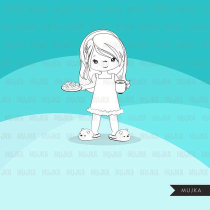 Christmas kids digital stamps, Girl