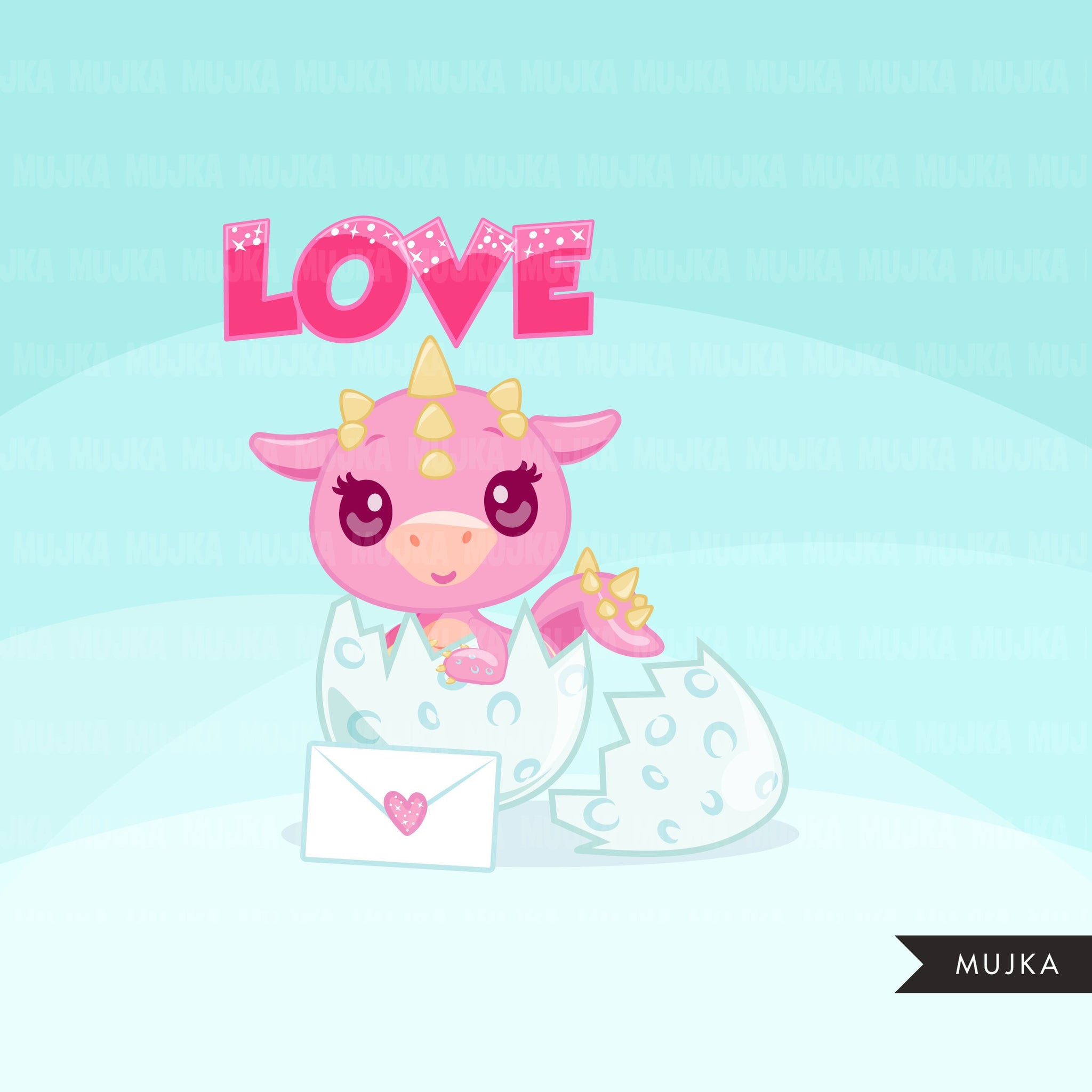 Valentine's Day Baby Dragon clipart