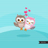 Free Valentine Day Owls Clipart