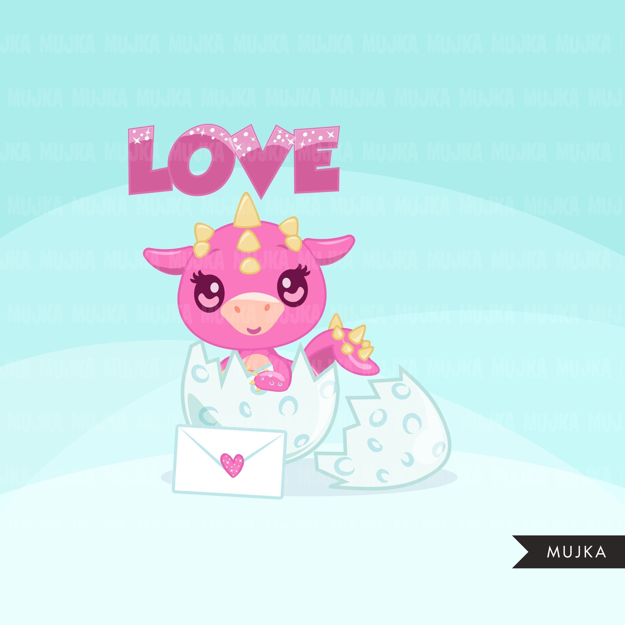 Valentine's Day Baby Dragon, animal clipart