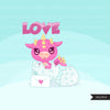 Valentine's Day Baby Dragon, animal clipart