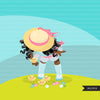 Easter Spring girl with chicks Clipart