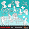 Valentine's Day unicorn Digital Stamps, animal valentine