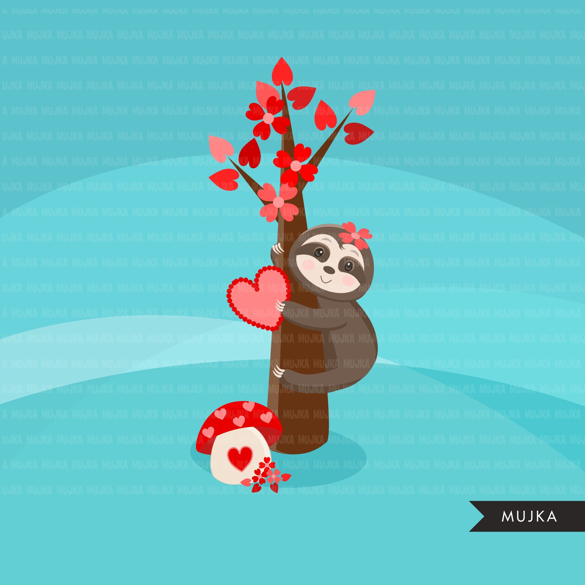 Valentine's Day Sloth Animal clipart