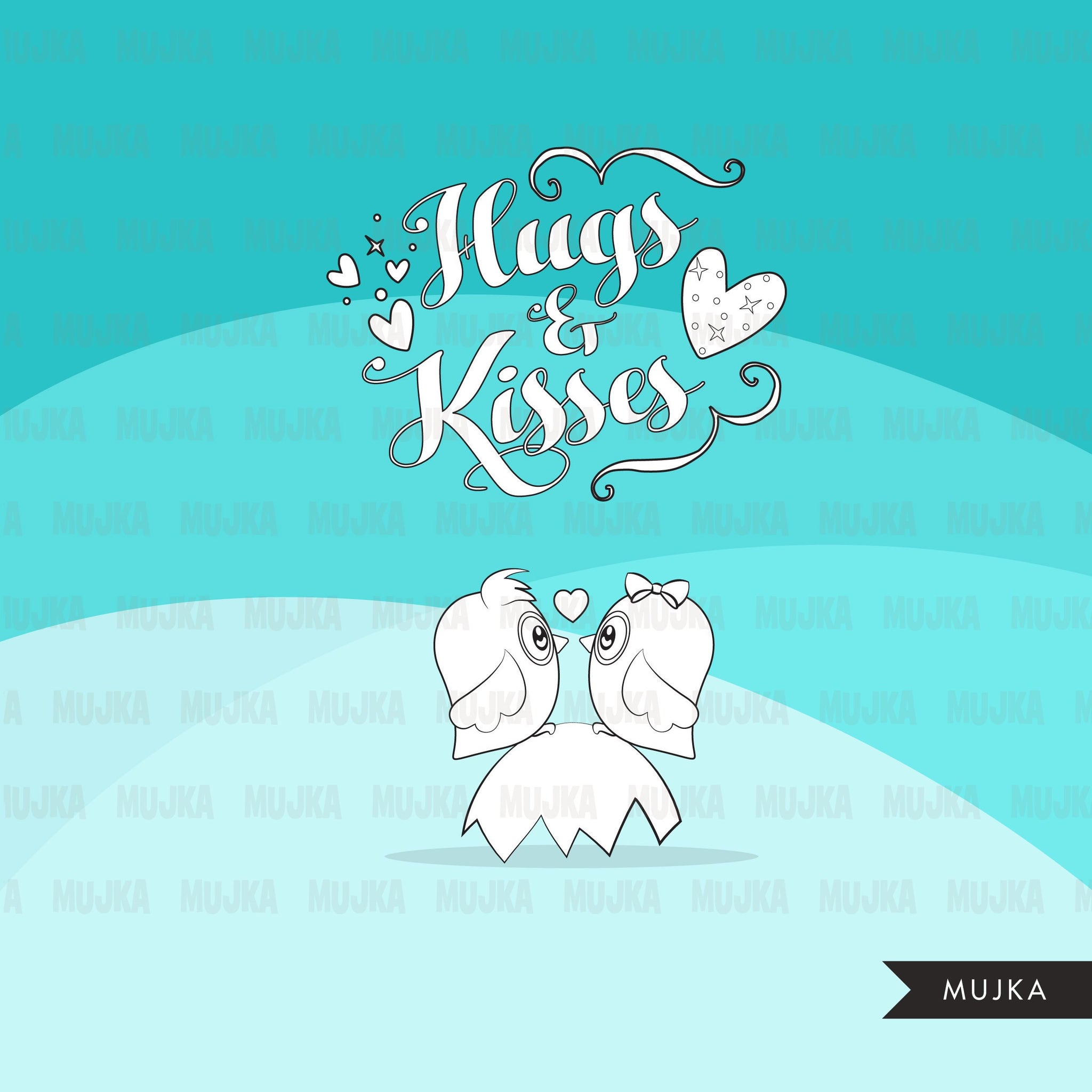 Valentine's Day Digital Stamps, animal love