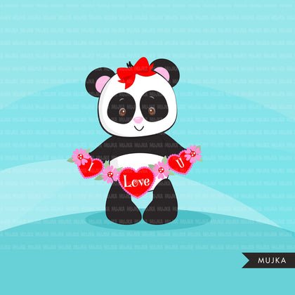 Valentine's Day Panda Animal clipart