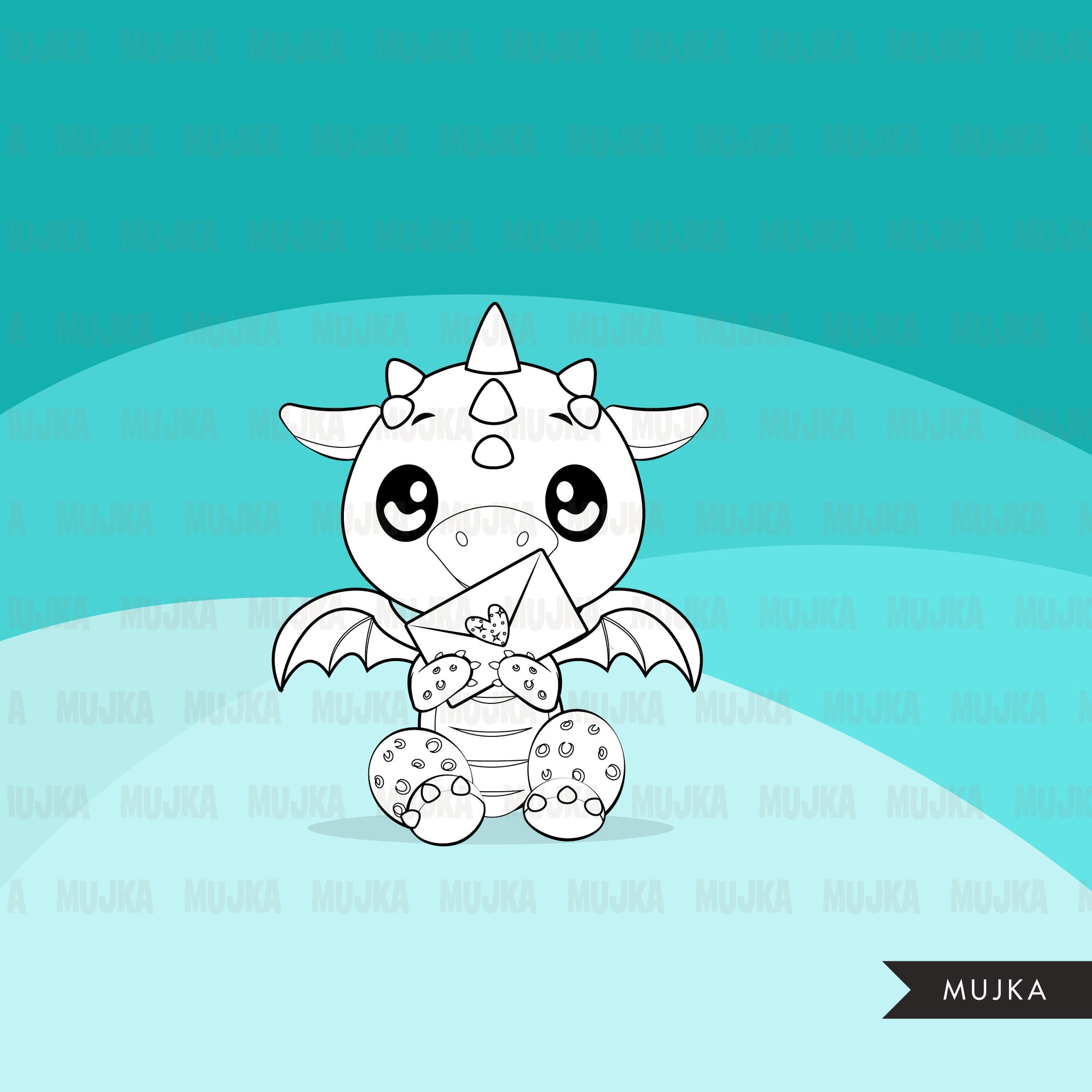 Valentine dragons Digital Stamps, animal, valentines day
