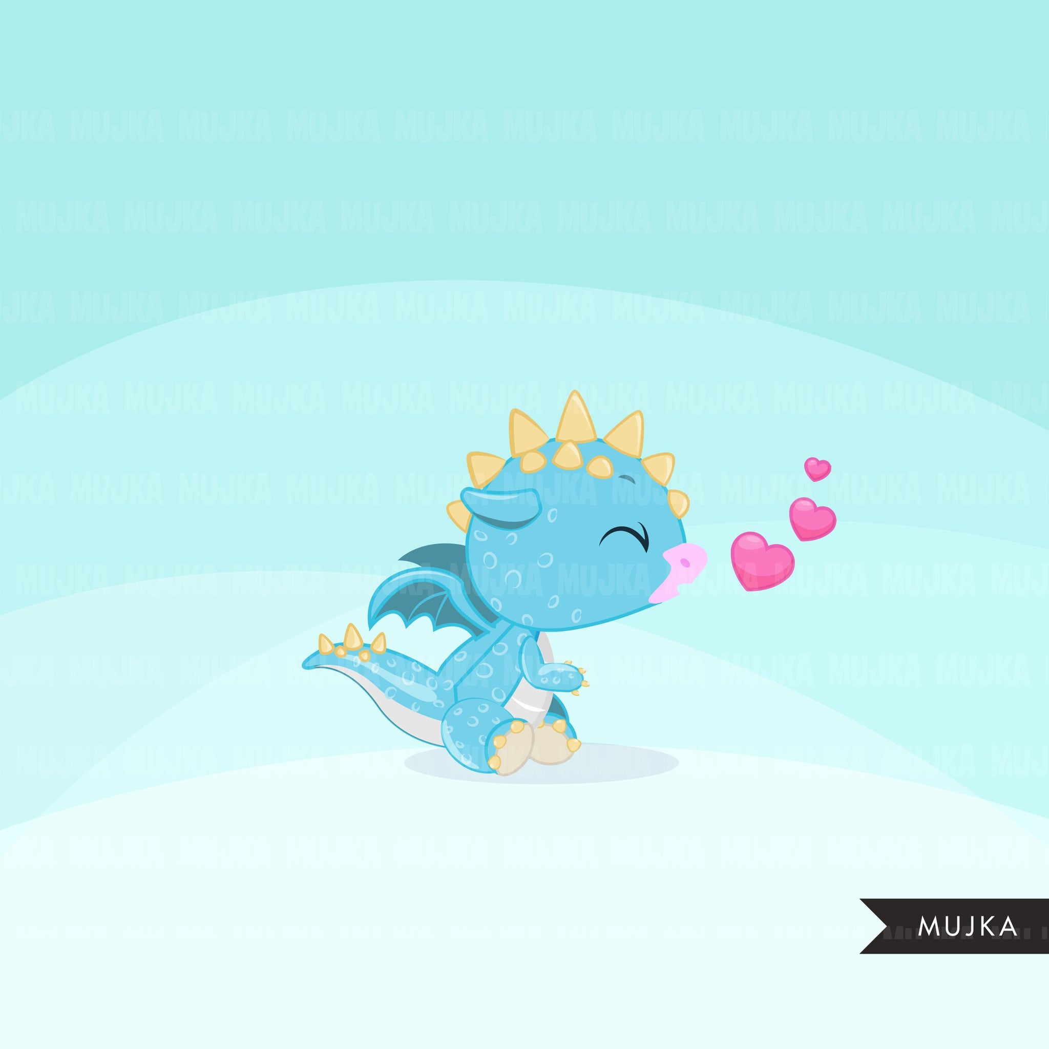 Valentine's Day Baby Dragon, animal clipart