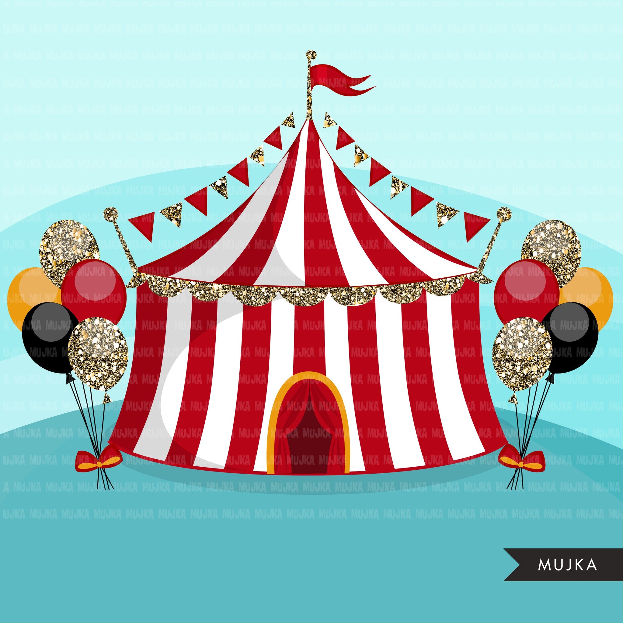 Glitter Circus Clipart Big top, animal clip