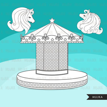Carousel Horse digital Stamps, animal