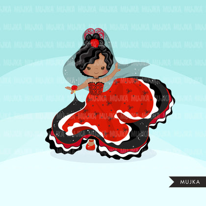 Flamenco clipart, girl dancers, version 3