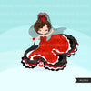 Flamenco clipart, girl dancers, version 3