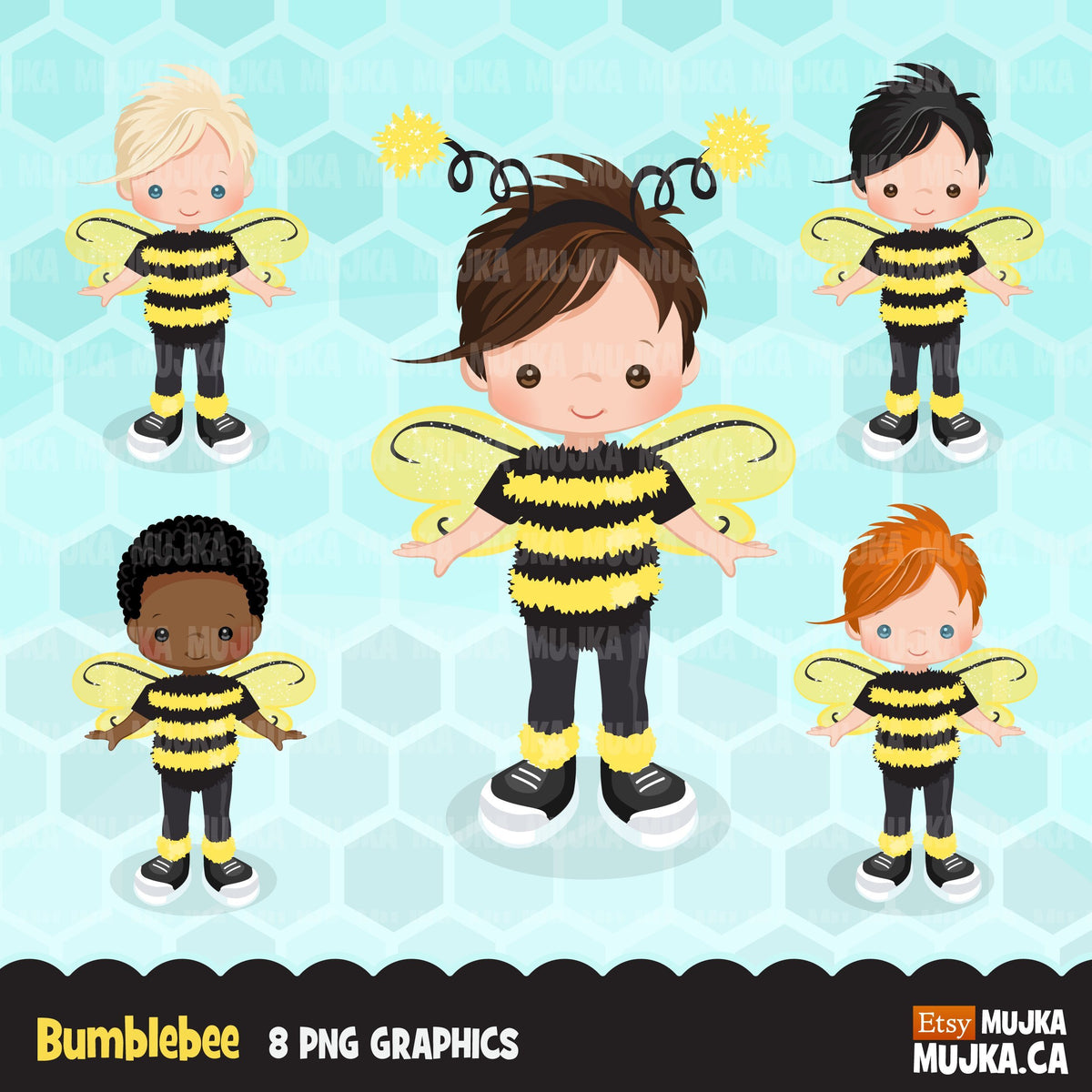 Bumblebee Boys clipart, spring, summer – MUJKA CLIPARTS