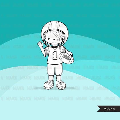 Football players Digital Stamps. Sports Graphics