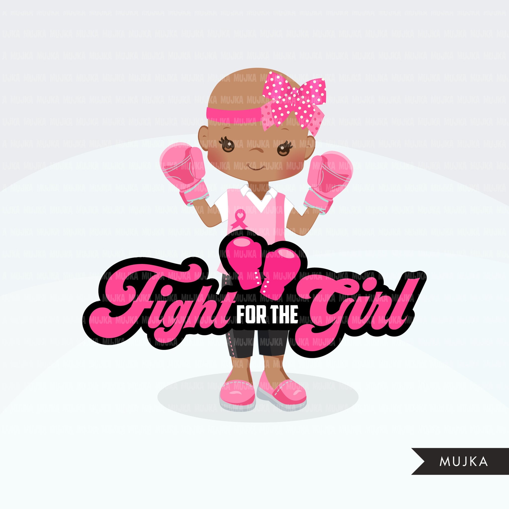 Breast Cancer awareness clipart. Pink boxing gloves, fight for the girl, pink ribbon, pink bra survivor graphics