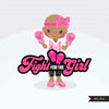 Breast Cancer awareness clipart. Pink boxing gloves, fight for the girl, pink ribbon, pink bra survivor graphics