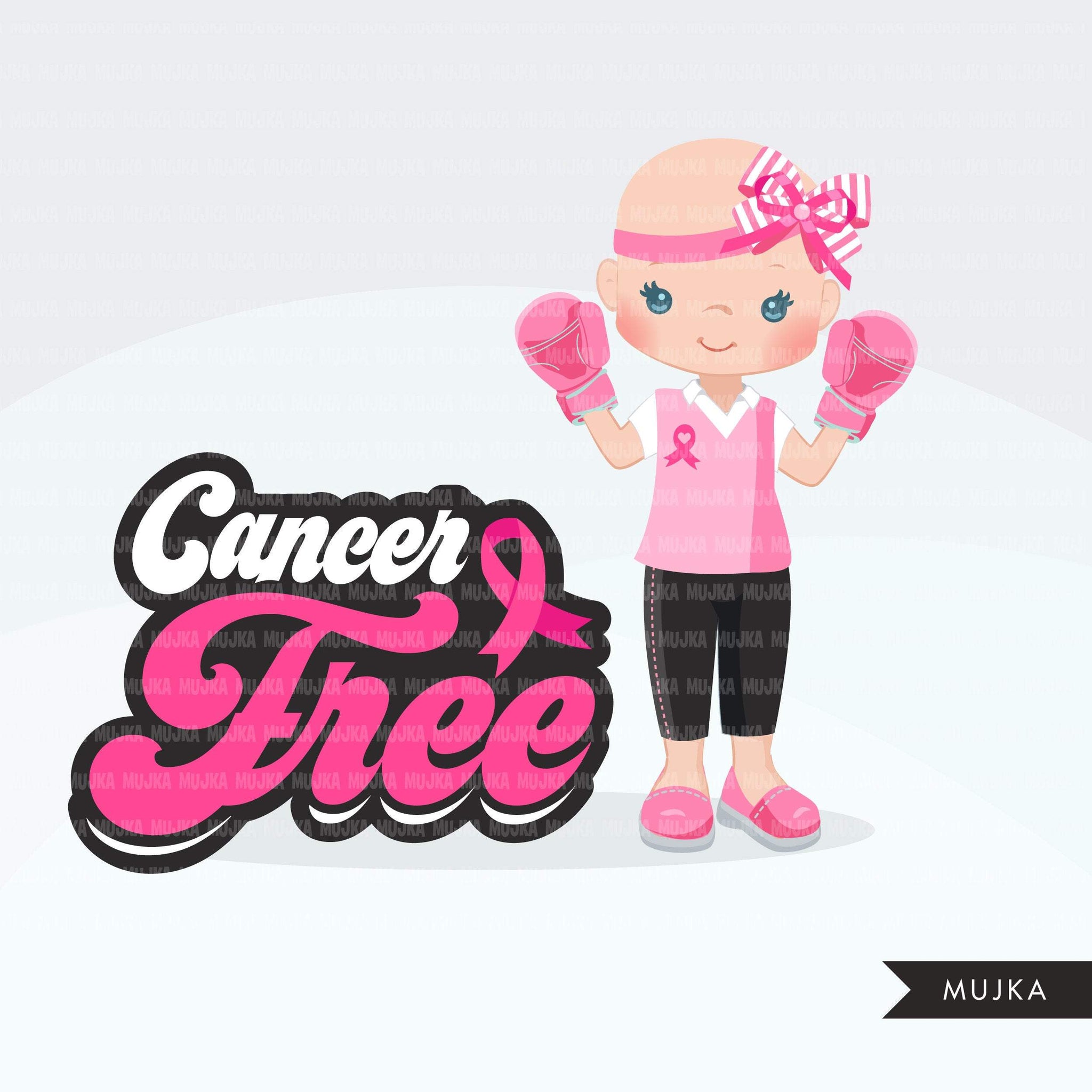 Breast Cancer awareness clipart. Pink boxing gloves, fight for the girl, pink ribbon, pink bra survivor graphics