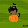 Halloween peek a boo peeking boys clipart.  Cute kids peeking on pumpkin
