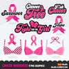 Breast Cancer awareness clipart. Pink boxing gloves, fight for the girl, pink ribbon, pink bra survivor graphics