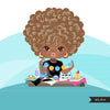 Afro black woman crafter avatar clipart with scrapbooking graphics African-American girl, print and cut T-Shirt Designs, Black Girls clip art