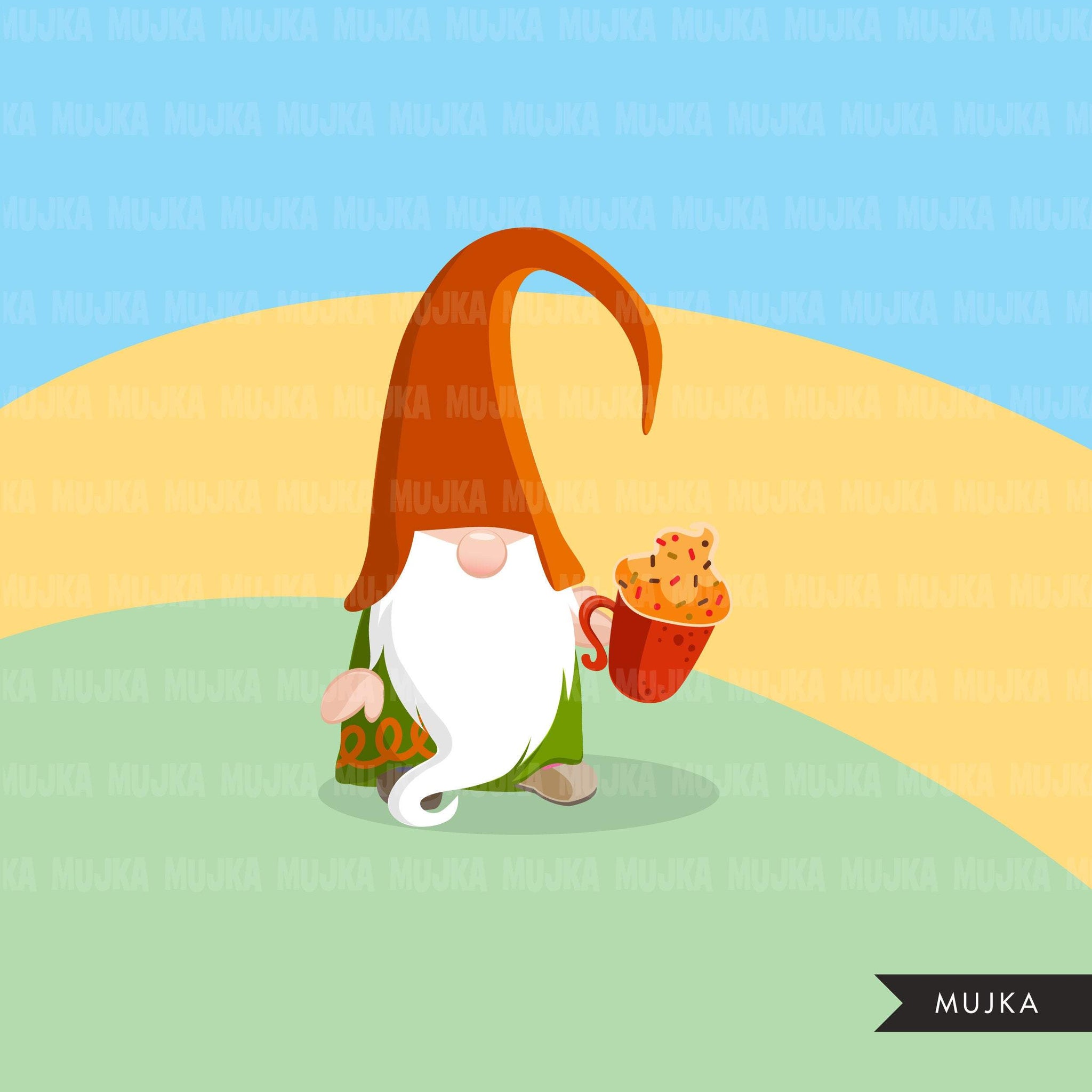 Thanksgiving gnomes Clipart, Scandinavian Gnome graphics, pumpkin, gobble gobble cute characters clip art
