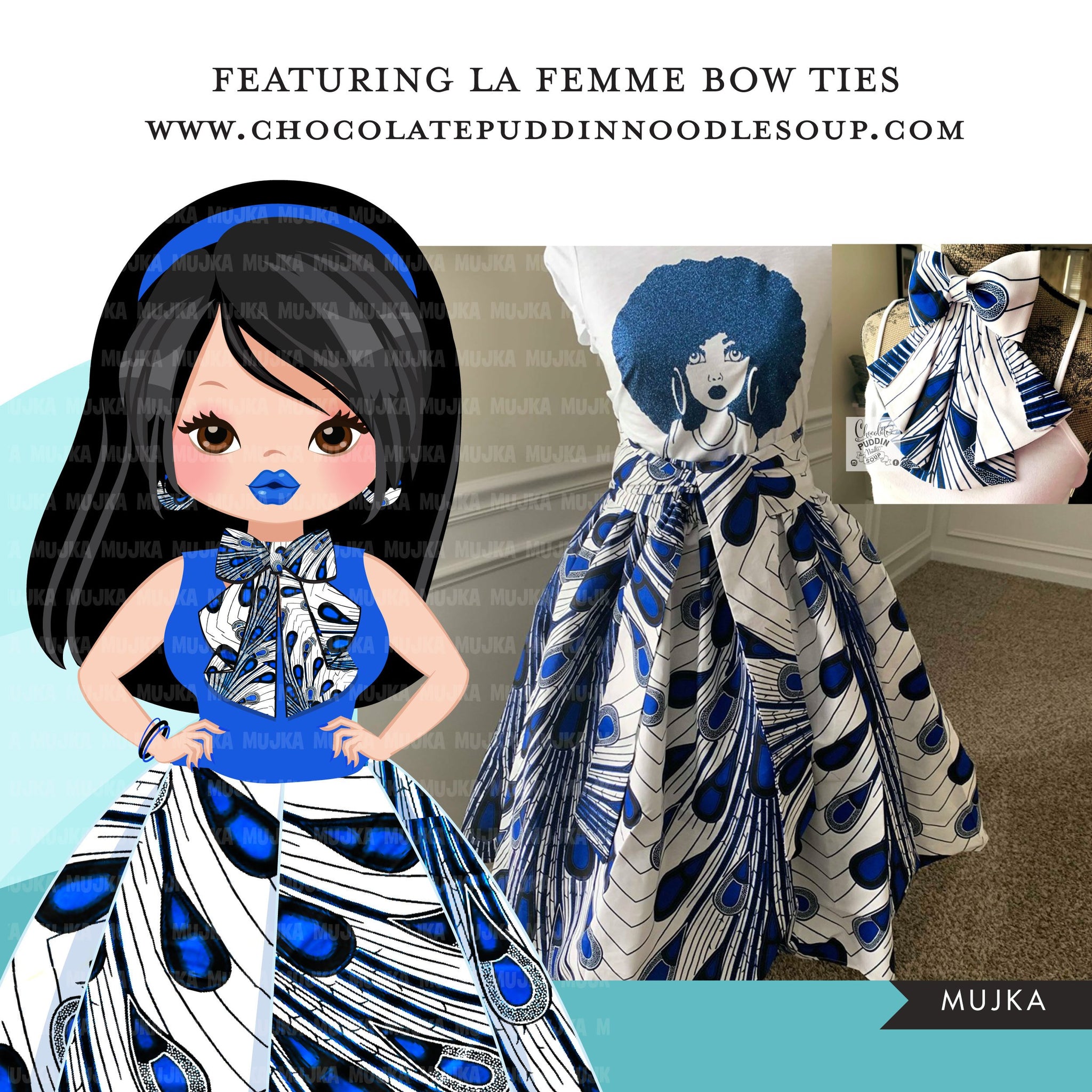 Woman clipart avatar, Ankara peacock print bow tie and skirt, fashion graphics fabric sorority zeta boss girl clip art PNG