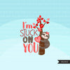 Valentine Quotes Clipart, be my valentine, I am stuck on you, you are my cup of tea graphics, Valentine's Day commercial use clip art